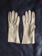 Vintage WOMEN'S PECCARY PIGSKIN IVORY LEATHER GLOVES UNLINED Extra Small