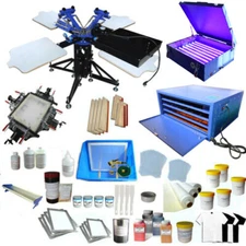 3 Color 4 Station Screen Printing Press KIt DIY T-Shirt Printing Machine New