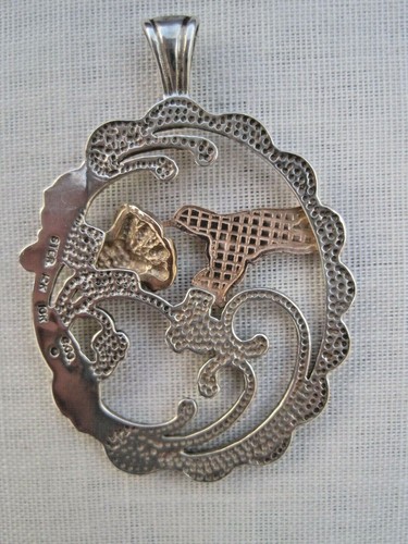 Vintage Damen Anhänger - Silber & Gold Kolibri Design - 4 cm - Coleman Co - Bild 6 von 6
