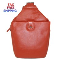 Leather Backpack Handbag Orange Leather Backpack Handbag Orange