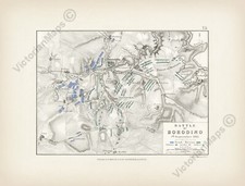 Antique map BATTLE OF BORODINO Johnston 1850 Napoleon wall art gift print poster