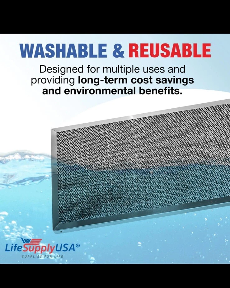 (14x30x1) Filtro de Aire Electrostático Aluminio Repuesto Lavable Reutilizable AC Foto 4 de 4
