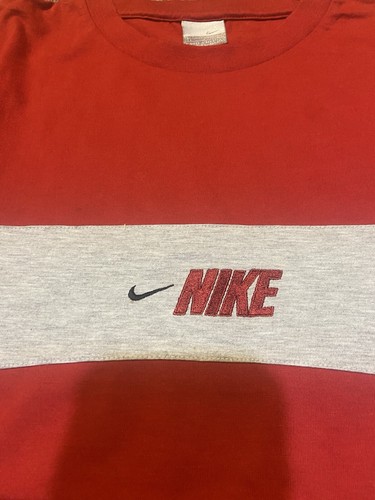 Camiseta vintage de los años 2000 Nike Y2K roja bordada a cuadros centrales - Imagen 10 de 13