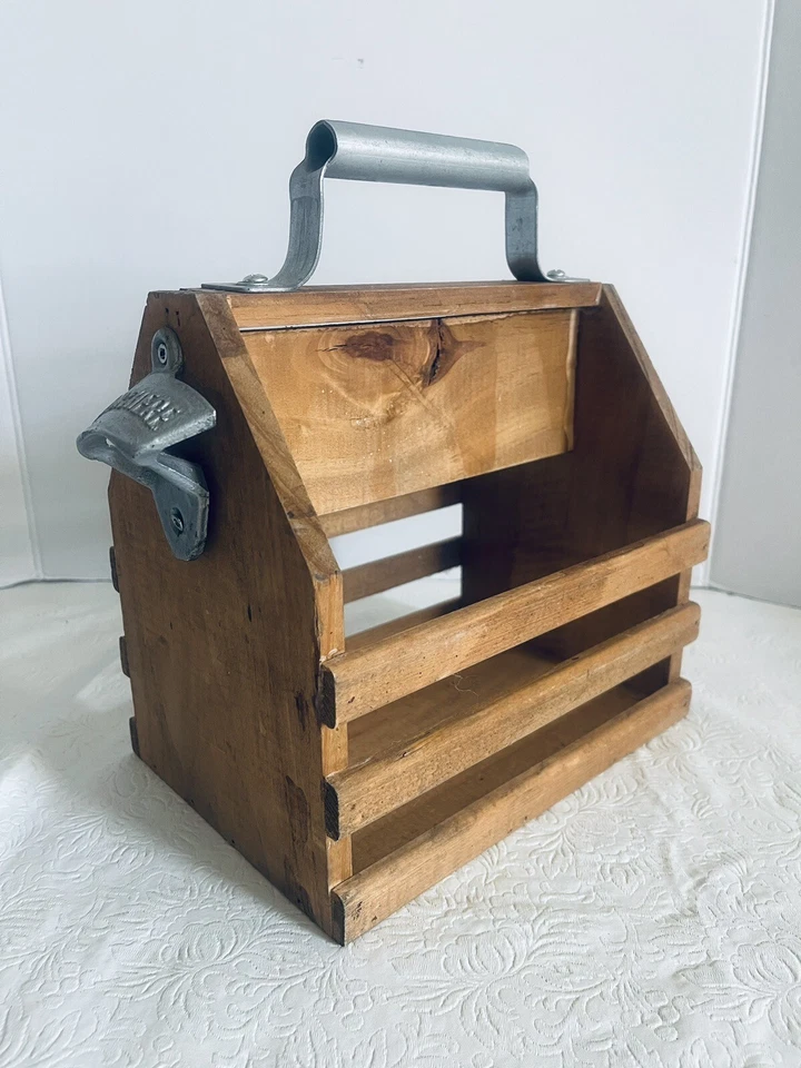 Деревянный держатель для бутылок стойка ящик с металлическим открывалкой для бутылок - Изображение 4 из 4