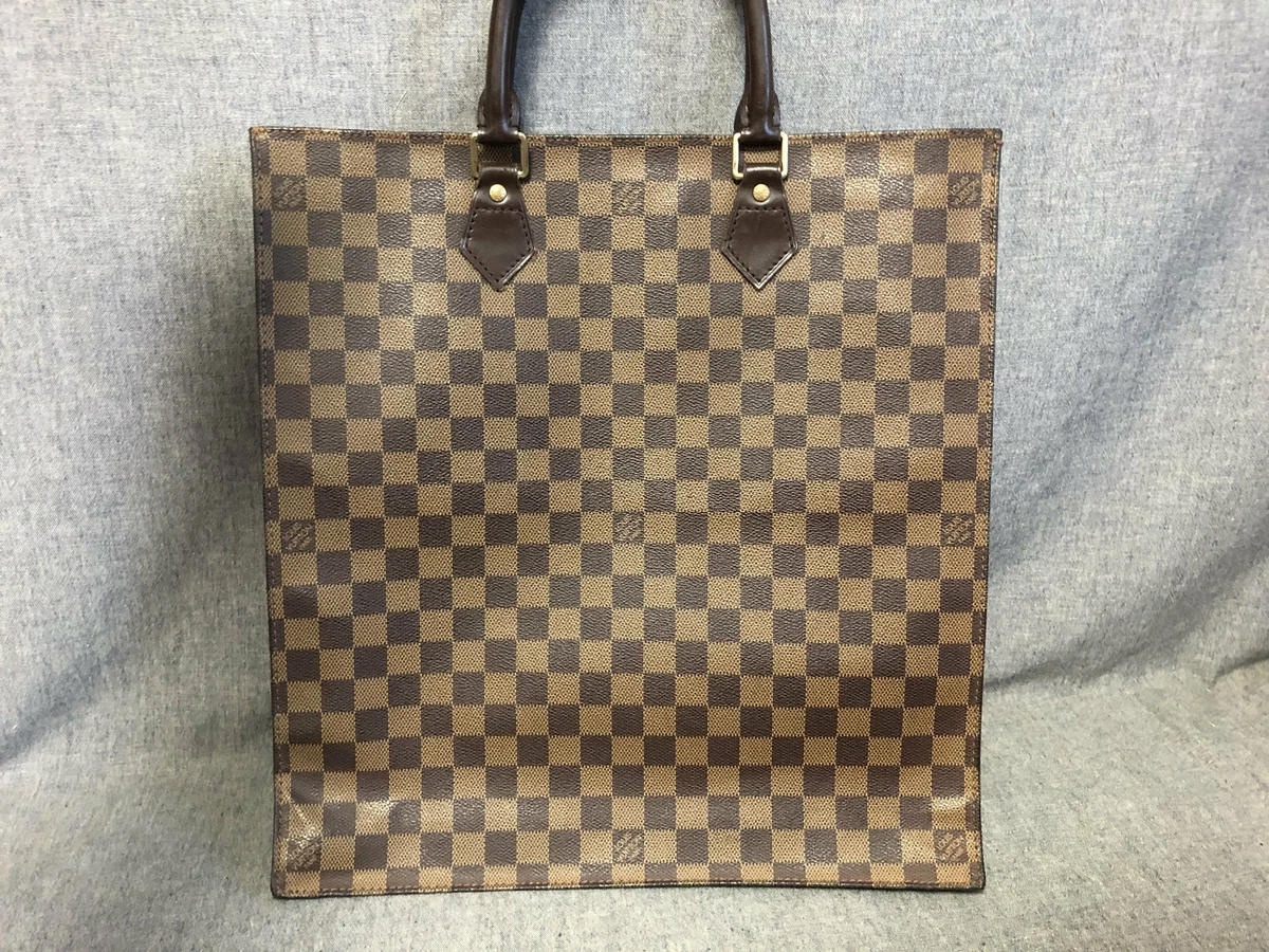 Used Brown Louis Vuitton Authentic Sac Plat Top Handle Tote Bag