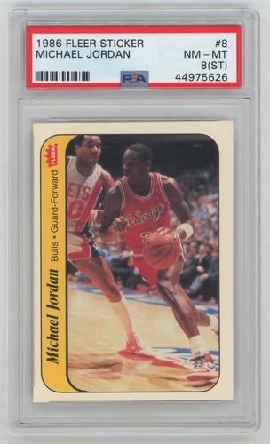 1986 Fleer Sticker 8 Michael Jordan PSA 8 st 712085