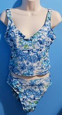 Jantzen Size 10 Hawaiian Print 3 Piece Swim Bikini w/Cover Up Sz SMALL Vintage