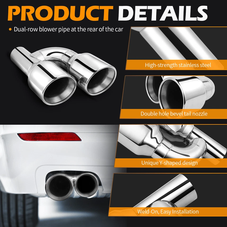 Двойные настенные выхлопные наконечники для Pontiac Grand Prix 00-2008 смещение 2,5 дюйма вход 4 дюйма выход - Изображение 3 из 4