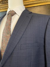 Pronto Uomo Platinum 48L Dark Gray Blue Check Wool Blend 2Btn Blazer Jacket