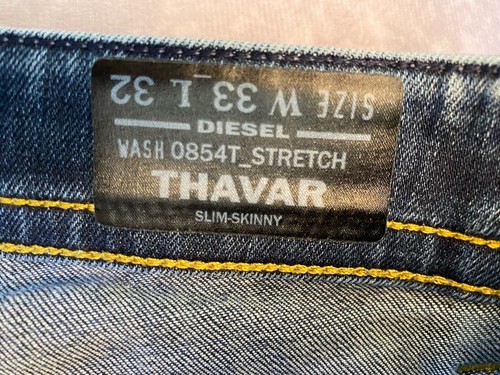 DIESEL THAVAR SLIM SKINNY DNA JEANS AZUL DESGASTADO JEANS TALLA W 33 L 32 - Imagen 4 de 8