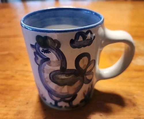 Signed M. A. Hadley Pottery Chicken Hen Coffee Mug ~ The End - VF