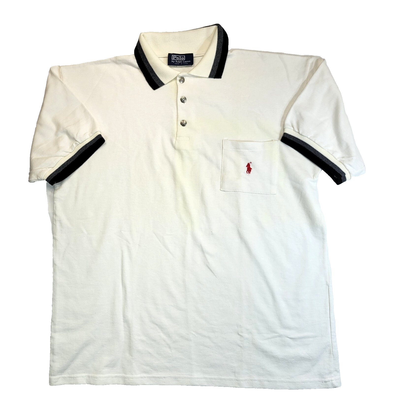 VTG Ralph Lauren Polo Shirt Mens Medium White Nylon Made in USA