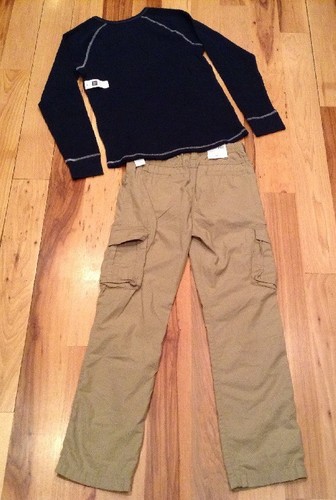 Gap Kids Boys 2XL (13-14) Outfit. Ski Shirt & Tan Brown Cargo Pants. Nwt - Picture 4 of 4