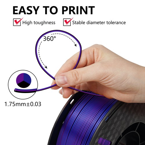 3D Printer Filament 1KG 1.75 mm PLA PETG Silk Triple Colours Rainbow Chromatic - Picture 4 of 41
