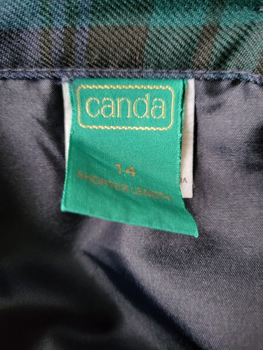 Canda C&A Vintage Ladies Skirt Size 14 Blue Green Check Pleats Knee Length - Picture 15 of 16