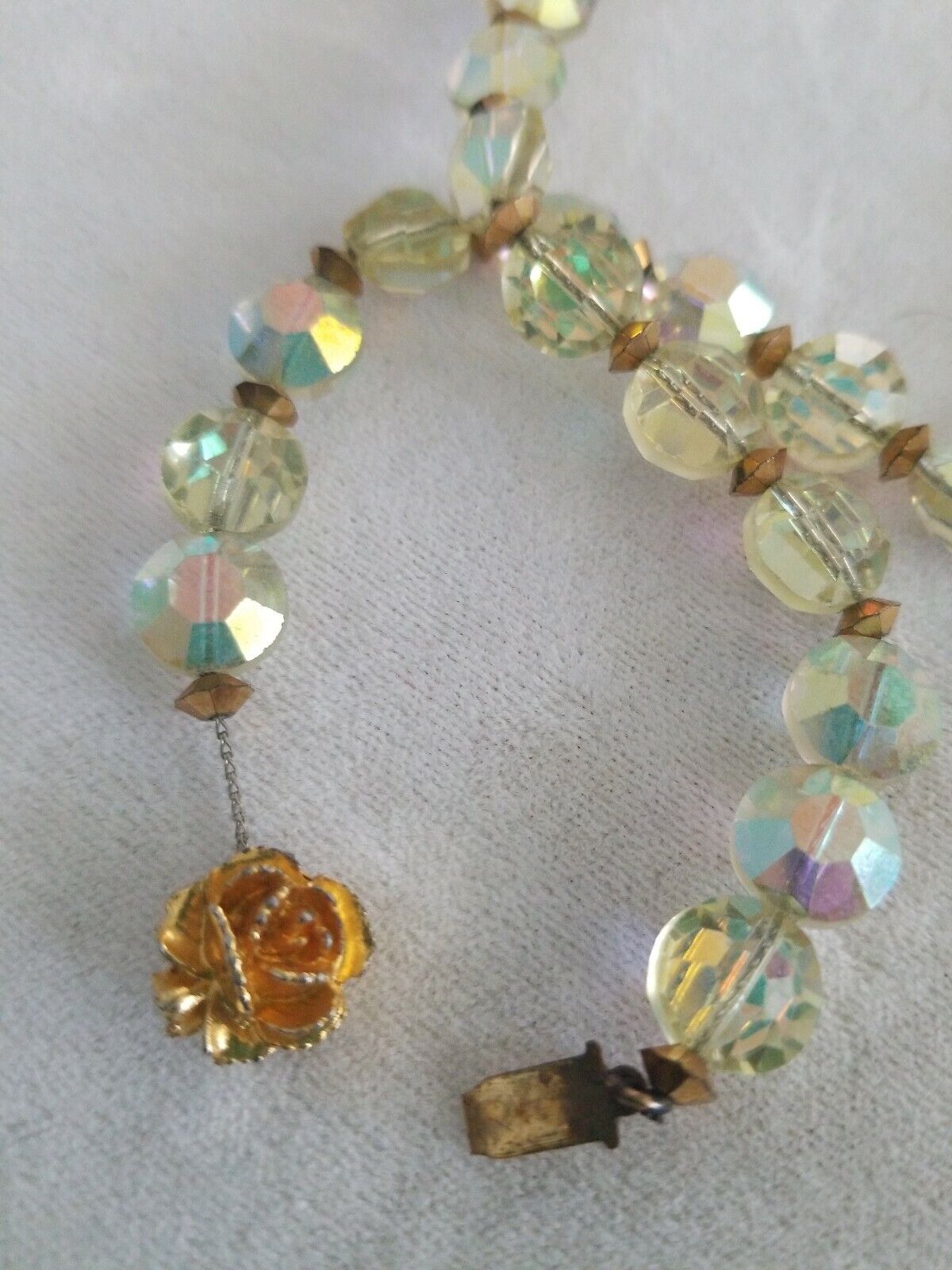 Antique Bezel borialis Crystal Necklace 40s - image 8