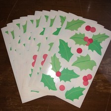 10 sheets Mrs Grossmans Christmas Xmas Holly Vellum Stickers Berries Holiday
