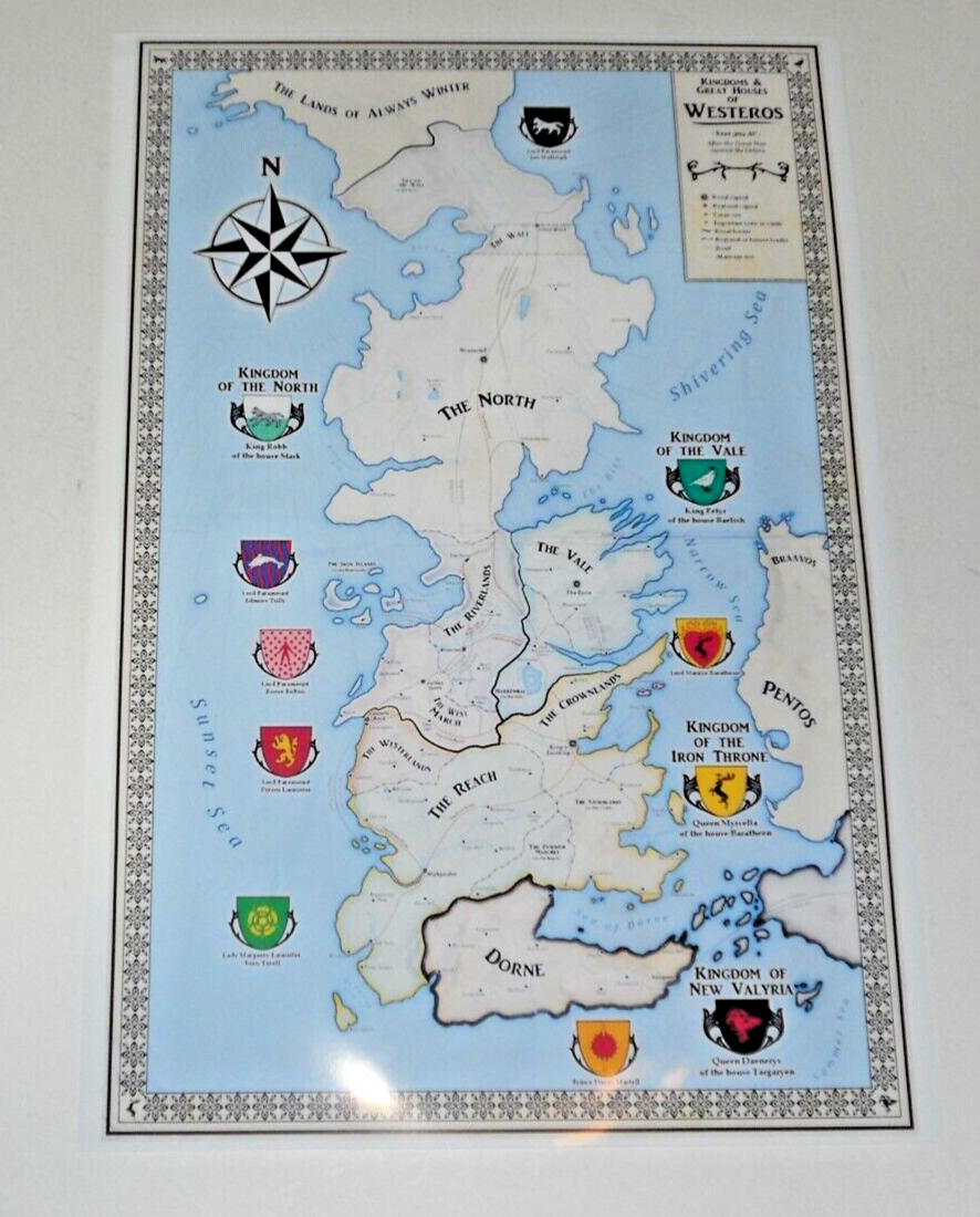 Large Game of Thrones Westeros Map #3 Poster Stark, Targaryen, Martell  19