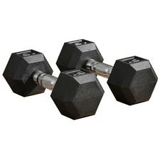 2 x 15lbs Hex Dumbbell Set of 2, Rubber Weights Exercise Fitness Dumbbell
