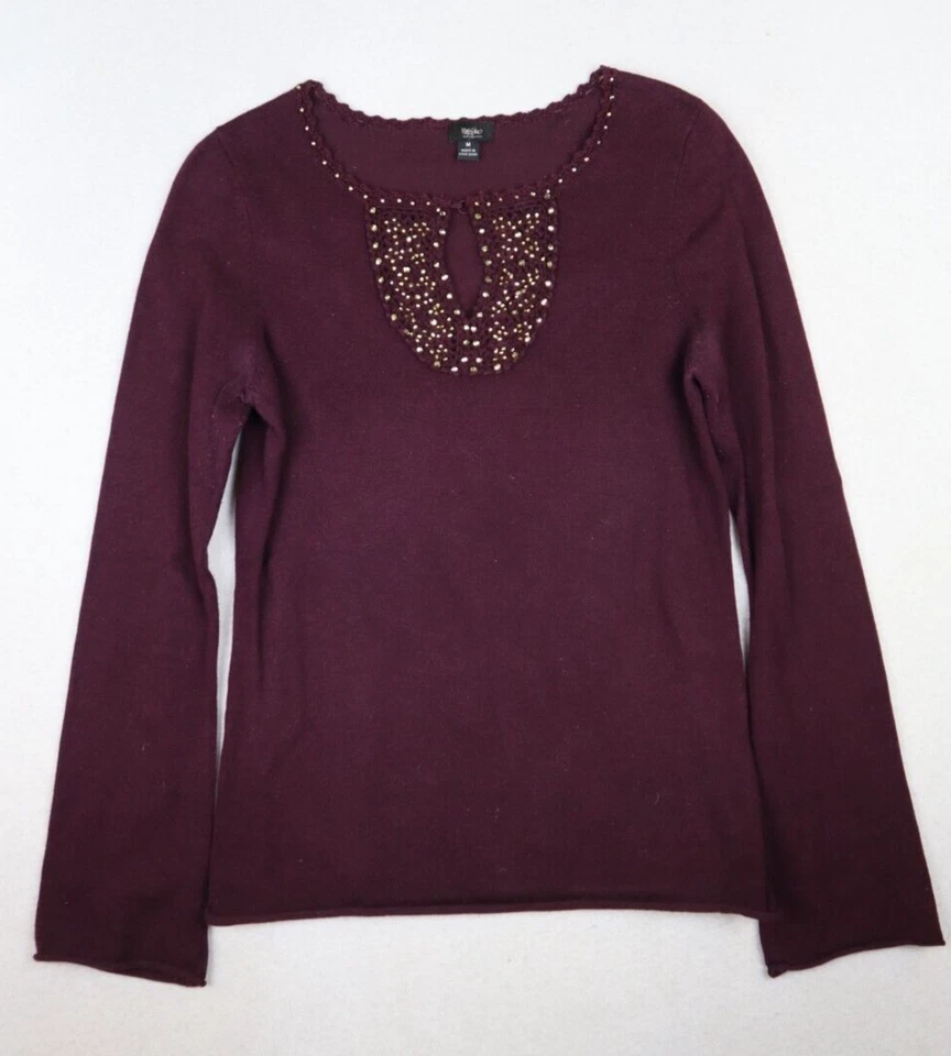 MOSSIMO - SUÉTER JERSEY MUJER MORADO MANGA LARGA ACAMPANADA - TALLA M Foto 3 de 4