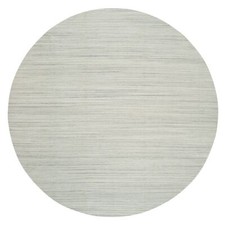 12'1"x12'1" Ivory Hand Loomed Undyed Natural Wool Modern Design Round Rug R65000