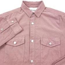 FRAME Micro Corduroy Long Sleeve Double Pocket Shirt Dress Rose Pink Mens Medium