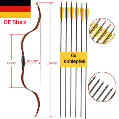 25lbs Takedown Stil Traditionelle Recurve Bogen Bogenschießen Jagd Carbonpfeile