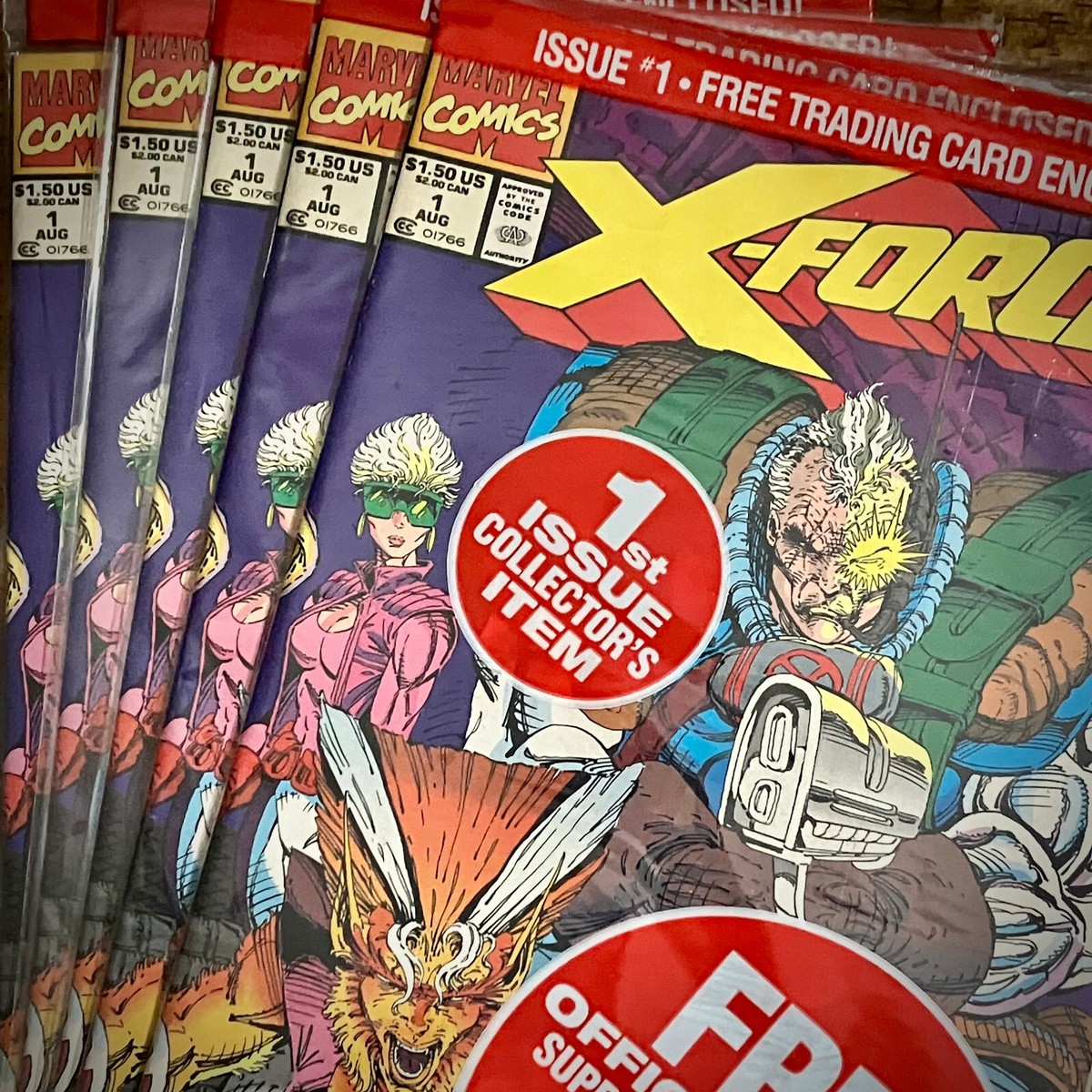 X-FORCE #1 NM 5 BOOK SET w/ TRADING CARDS SEALED ALL Negative