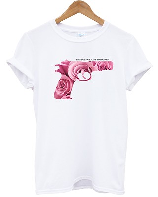 ROSE GUN T-SHIRT PREVENTION CRIME CHARITY GEWALT HAND URBAN TOP HERREN DAMEN TUMBLR