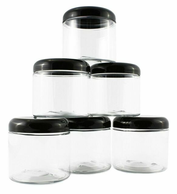 Food Storage & Organization Sets 16oz Clear Plastic Jars With Black