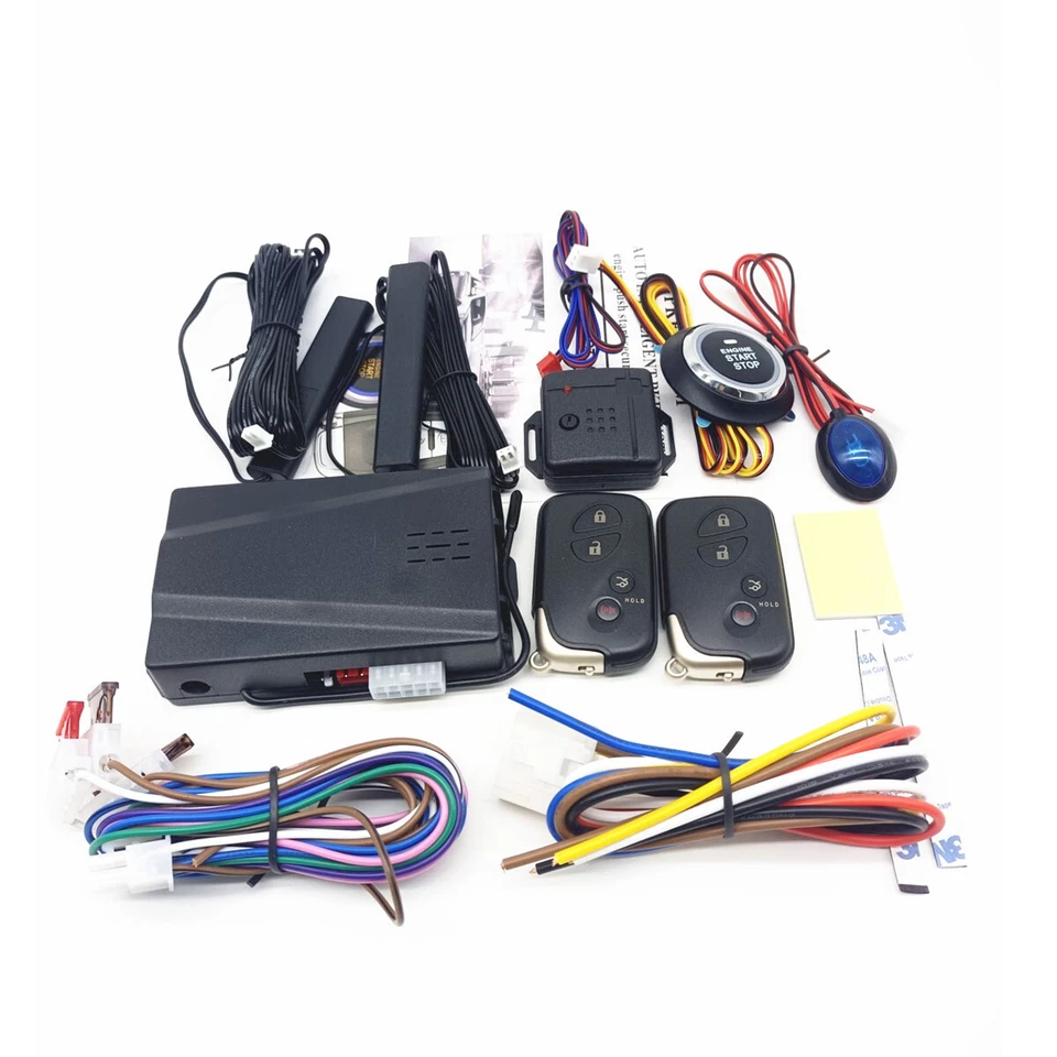 12V Keyless Entry Car Engine Start Alarm System Remote One-button Starter Set - Image 4 of 4