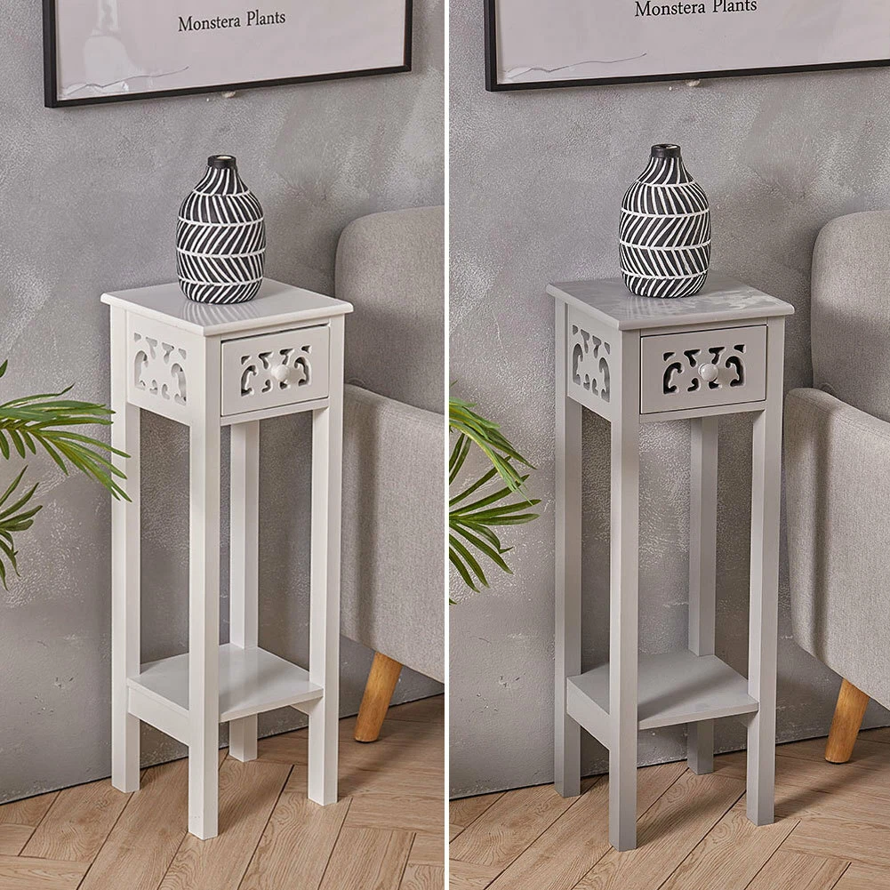 Tall narrow white nightstand deals