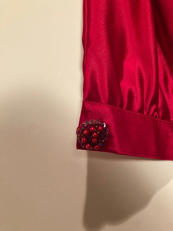 Vestido de noche Fiori di Zucca para mujer 100 % seda talla 6 rojo, botones con joyas Foto 4 de 4