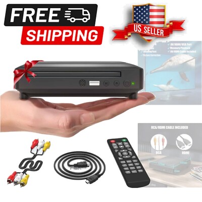 All-Region Mini DVD/CD Player with 1080p Upscaling & Built-in USB - HDMI Ready