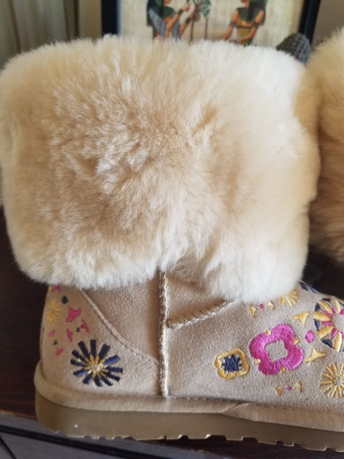 Rare Ugg embroidered  juliette  short  cuff sheepskin boots 6 image 2