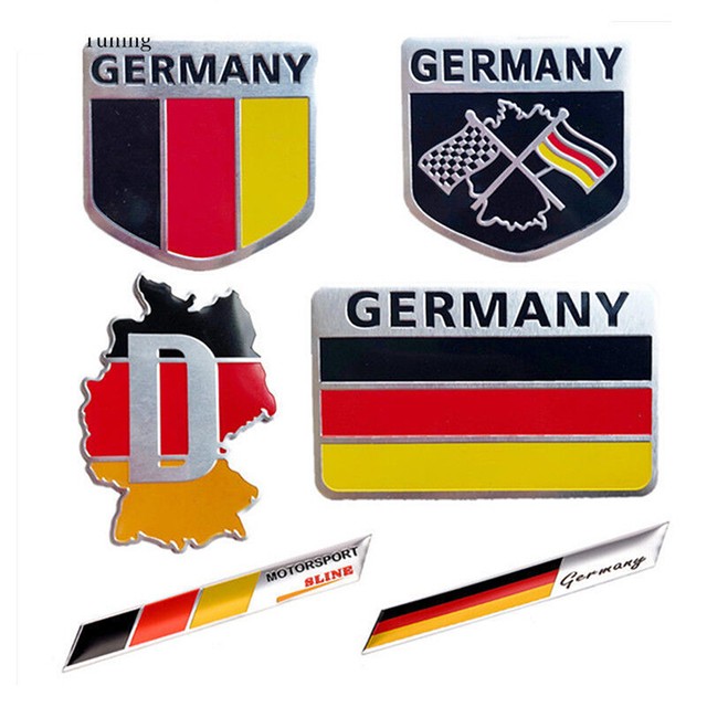 3D Aluminium Auto Car Emblem Germany German Flag Logo Grille Badge