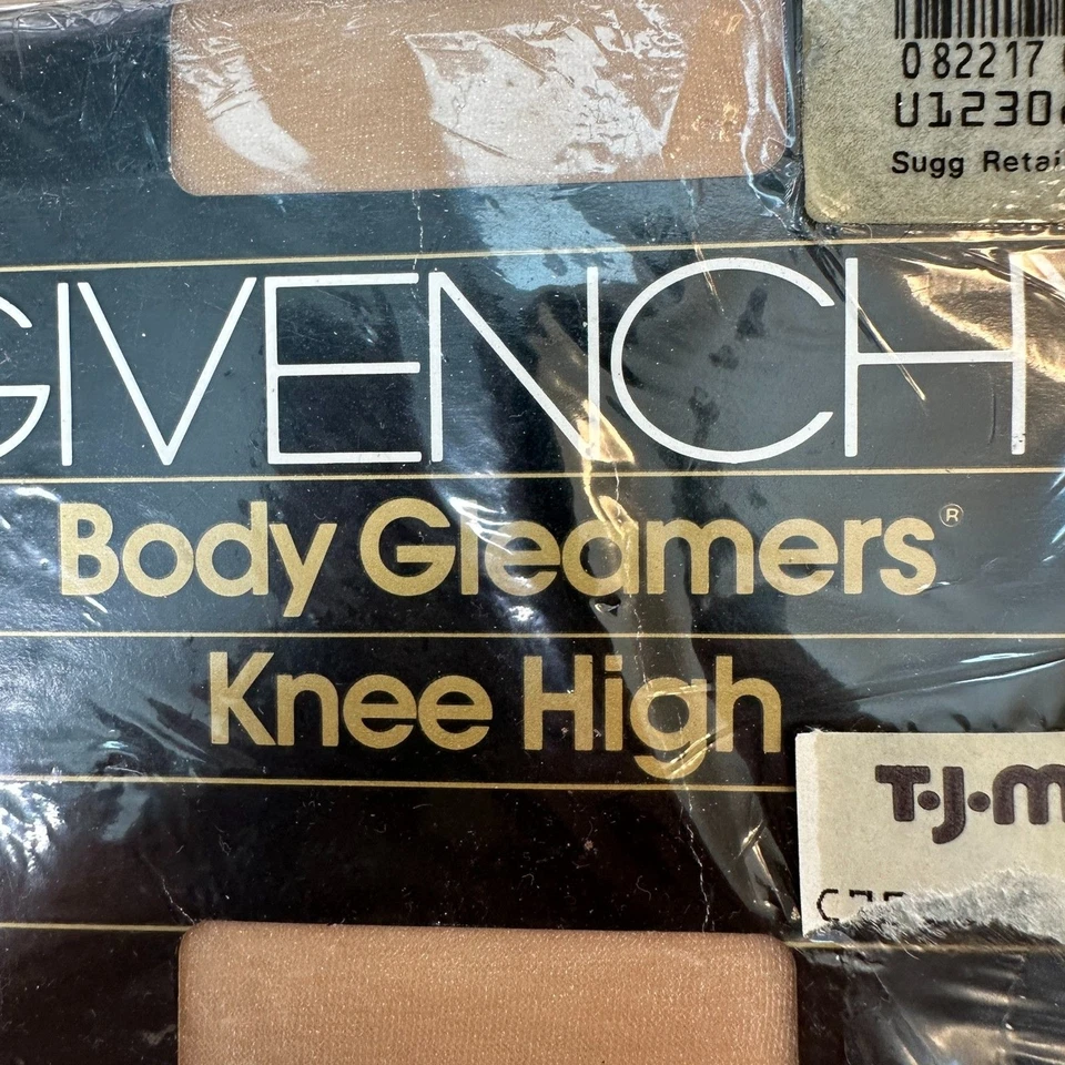 Givenchy Vintage 1986 Body Gleamers Joelho Alto 259 Ouro Pálido Tamanho Único NOVO  - Imagem 4 de 4