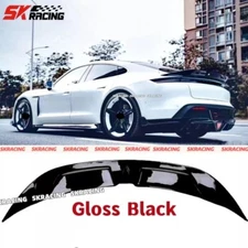 For 2020-2024 Porsche Taycan Gloss Black FRP Rear Trunk Spoiler Lip Wing Bodykit