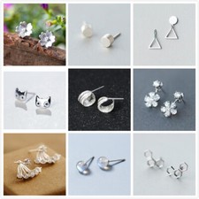 925 Sterling Silver Lovely Tiny Stud Dangle Earrings T21