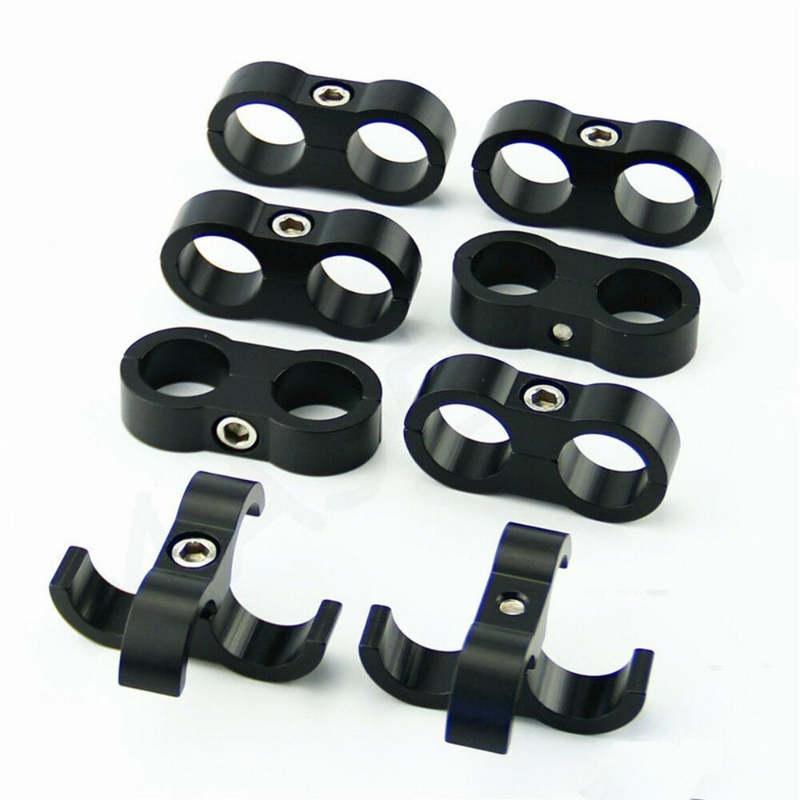 4/10Pcs Hose Separator Clamp Fitting Connector 6AN 8AN 10AN Oil Fuel Hose Line E - Foto 3