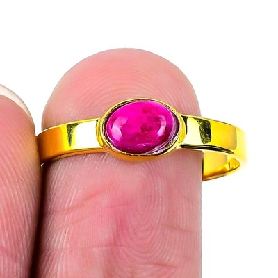 Kaschmir roter Rubin Stein 925 Sterlingsilber Statement Geburtstag Ring Schmuck US 10