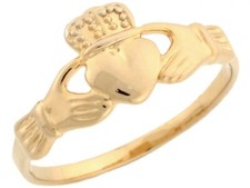 10k or 14k Yellow Gold Celtic Claddagh Friendship and Love Ring