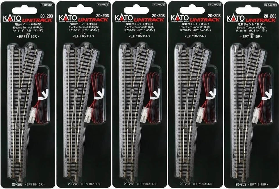 KATO 20-203 N Scale Unitrack Electric Turnout #6 Right Hand 5 Piece - Image 3 of 4