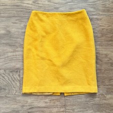Talbots Petites Pencil Skirt Women's Size 4P Mustard Yellow Textured Wool Blend