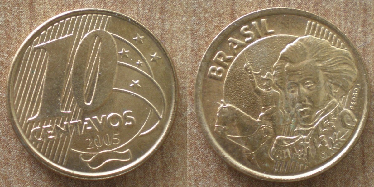 Brazil 10 Centavos 2005 Coin Real Cruzeiros Reis Brasil Free