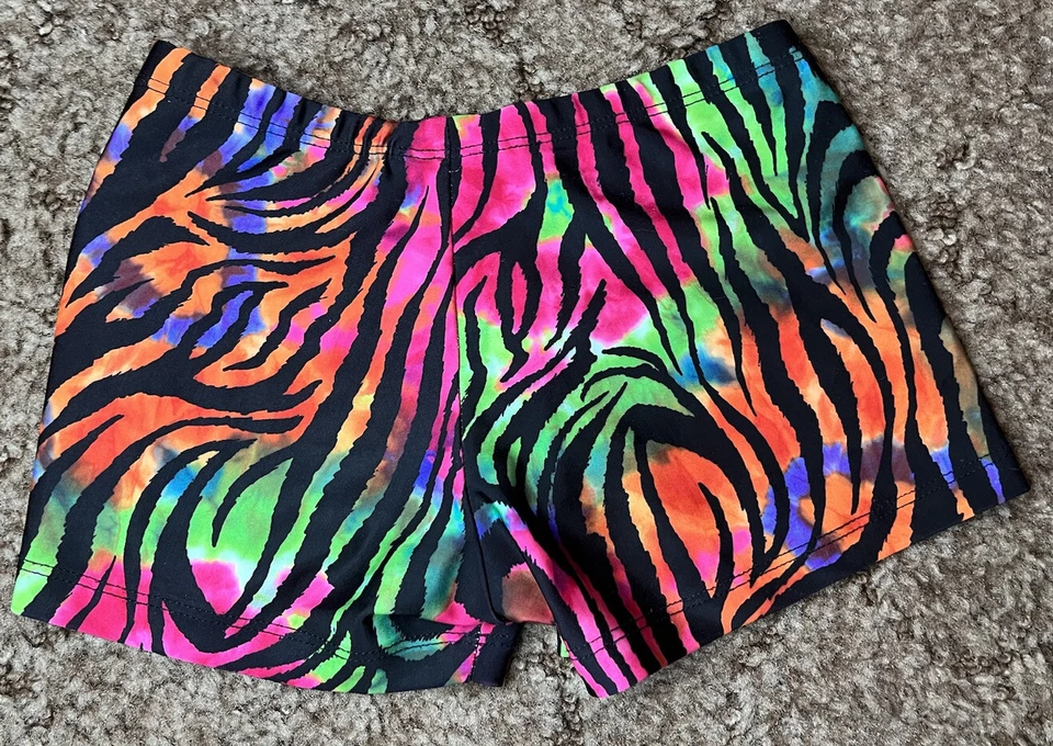 Pantalones Cortos Natalie Dance Wear Niñas LC L 10 12 Estampado Cebra Colorido Ballet Leo Foto 4 de 4