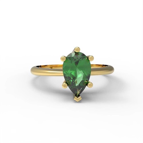 1 tcw Pear Cut Engagement Ring for Women, 14K Yellow Gold Emerald Promise Ring - Video 1 of 1