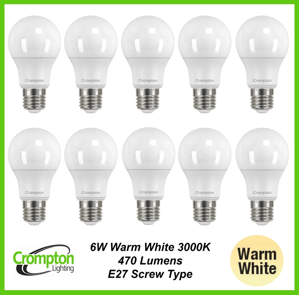 BULK LED 6W Pearl Light Globes Bulbs Lamps A60 GLS Screw E27 Warm White 3000K