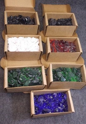 VINTAGE LOT OF 9 BOX'S OF LARGE GLASS FRIT ?