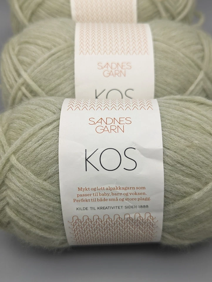 Baby Alpaca Wool Nylon Yarn Sandnes Garn KOS Worsted 50g X 3 Lot Light Green - Image 2 of 4